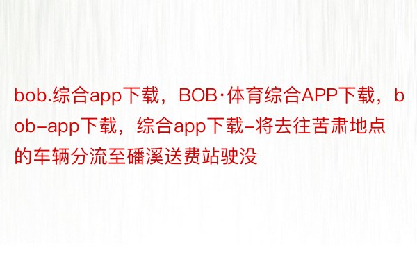 bob.综合app下载，BOB·体育综合APP下载，bob-app下载，综合app下载-将去往苦肃地点的车辆分流至磻溪送费站驶没